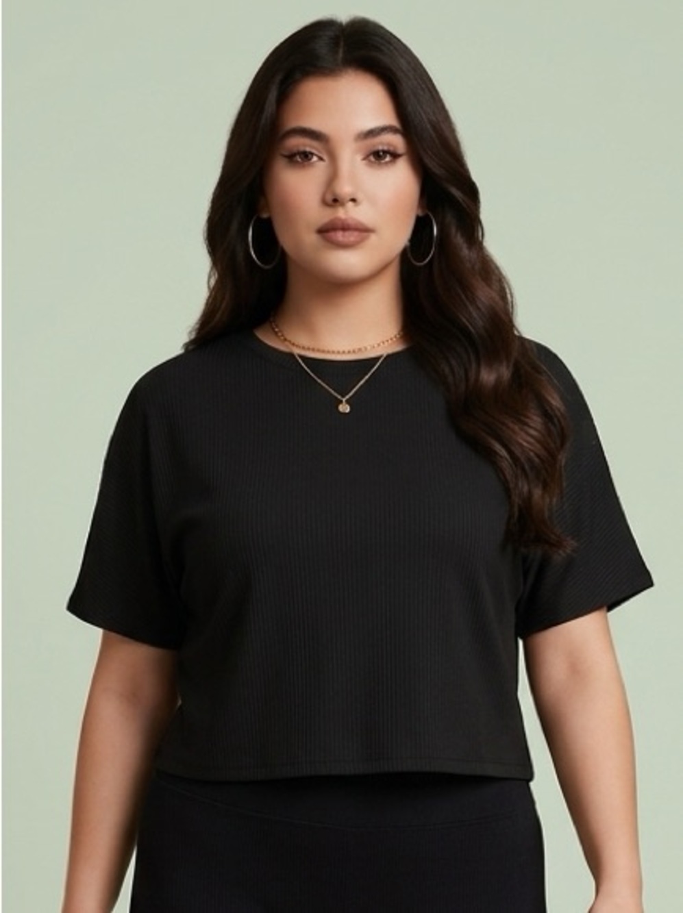 NWT Old Navy Women’s Plus Size Black Crew Neck Short Sleeve Ribbed Shirt Size 3X